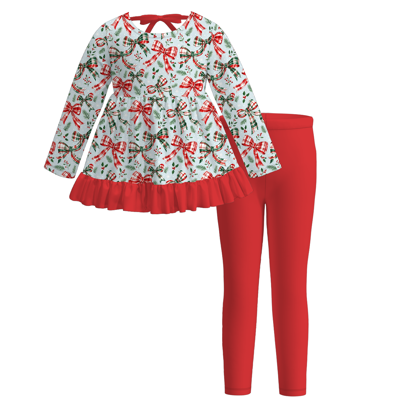 （Pre Order）Girls Christmas Print Outfit Set