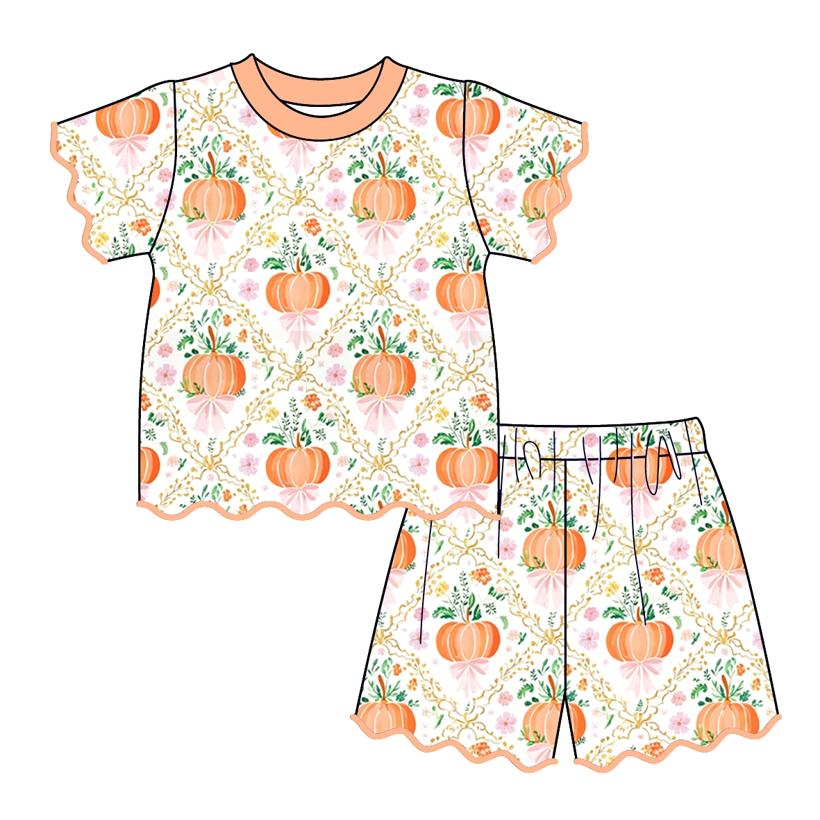 （Weekly Pre-Order）Sisters Pumpkin Embroidery Scallop Set（Ends 8.9）