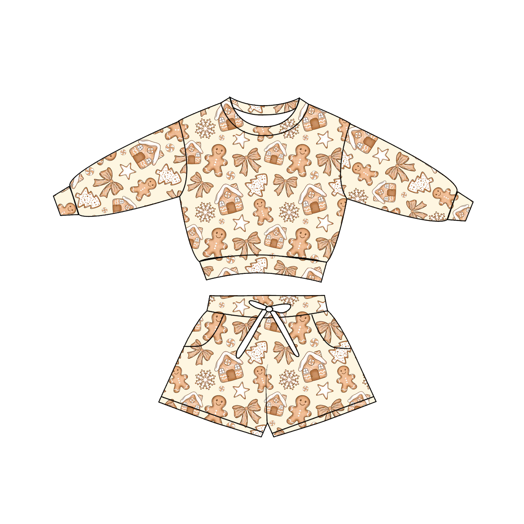 （Pre Order）Sisters Christmas Print Dress&Shorts Set