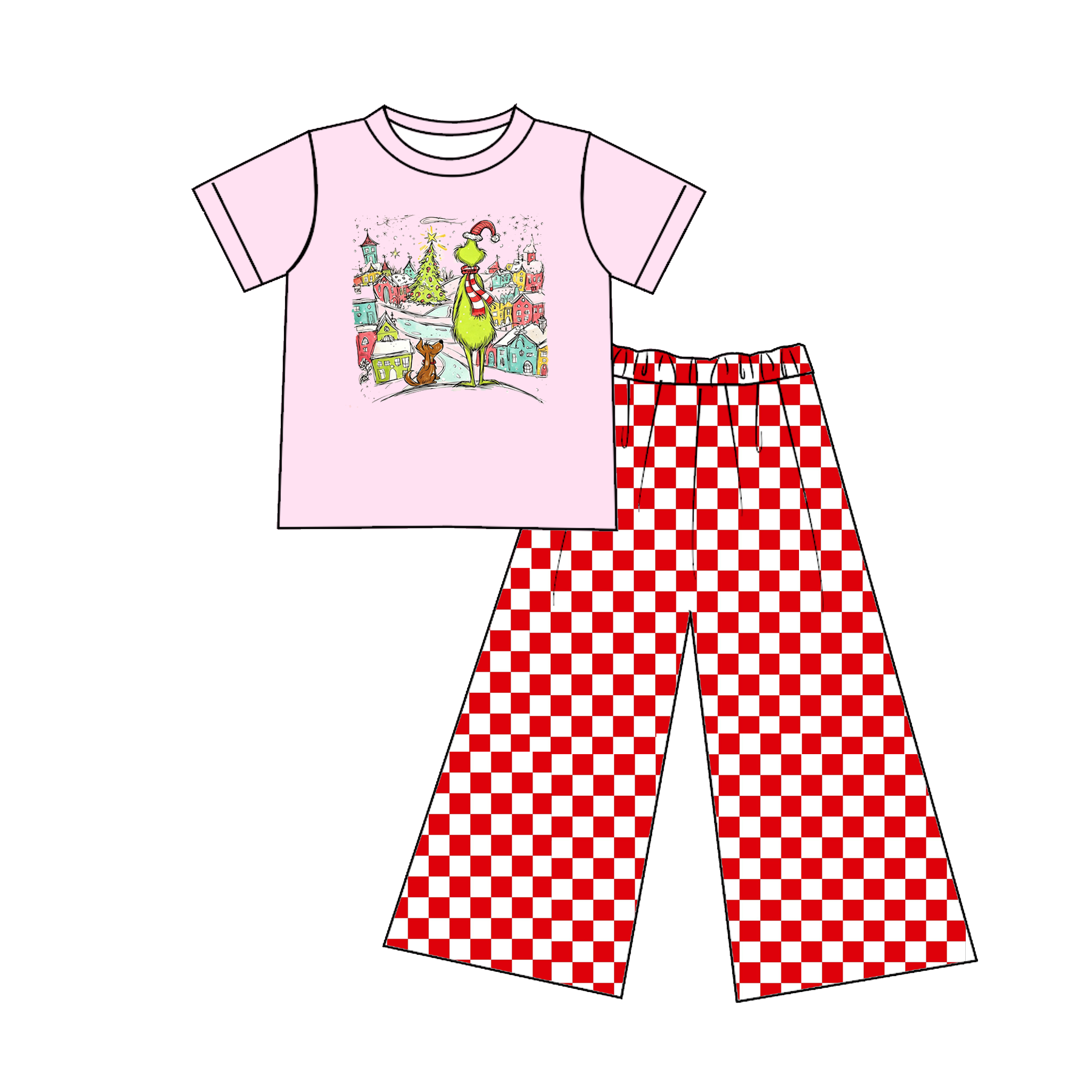 （Pre Order）Siblings Christmas Cartoon Print Set&Romper