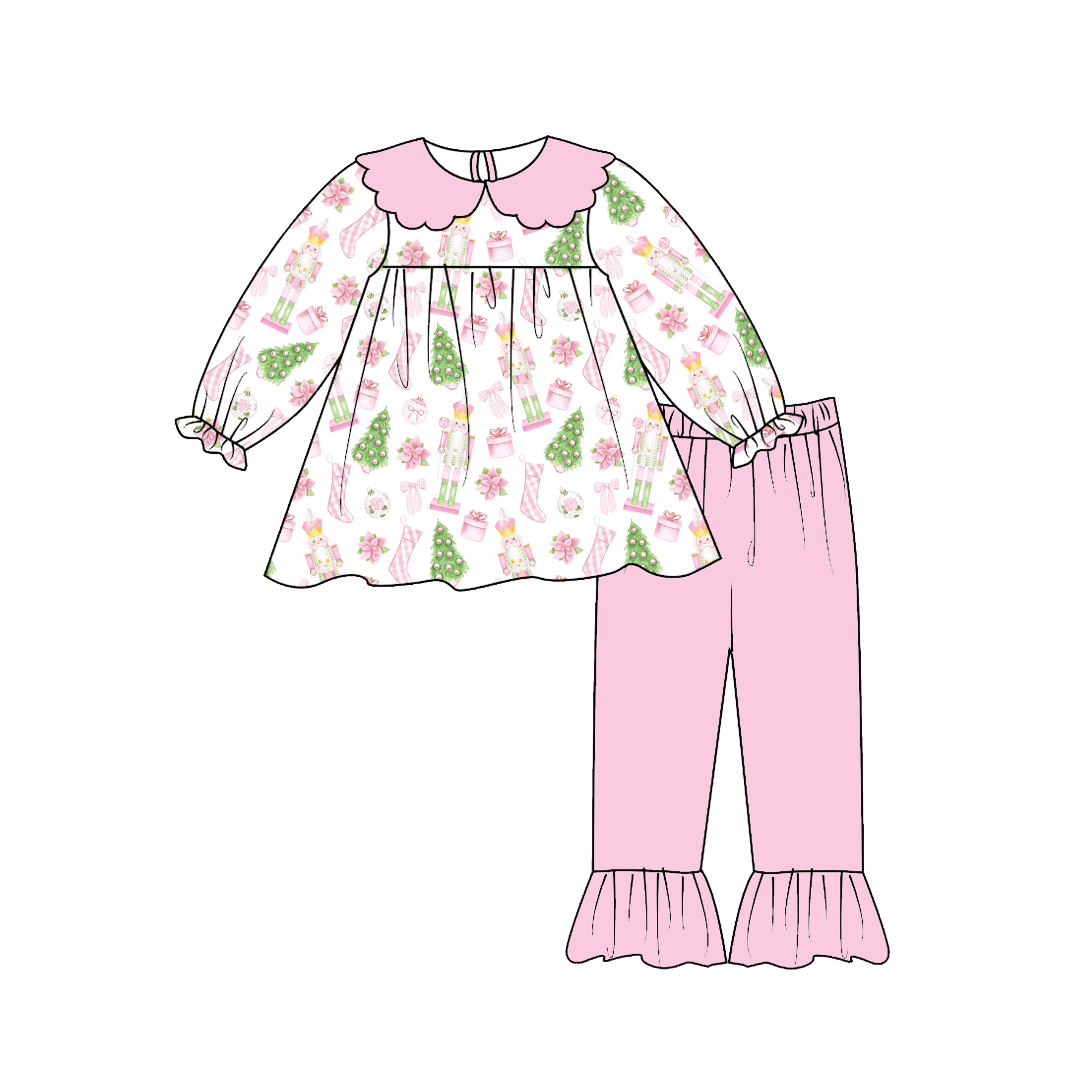 （Pre Order）Sisters Christmas Print Outfit Set&Bloomer Set
