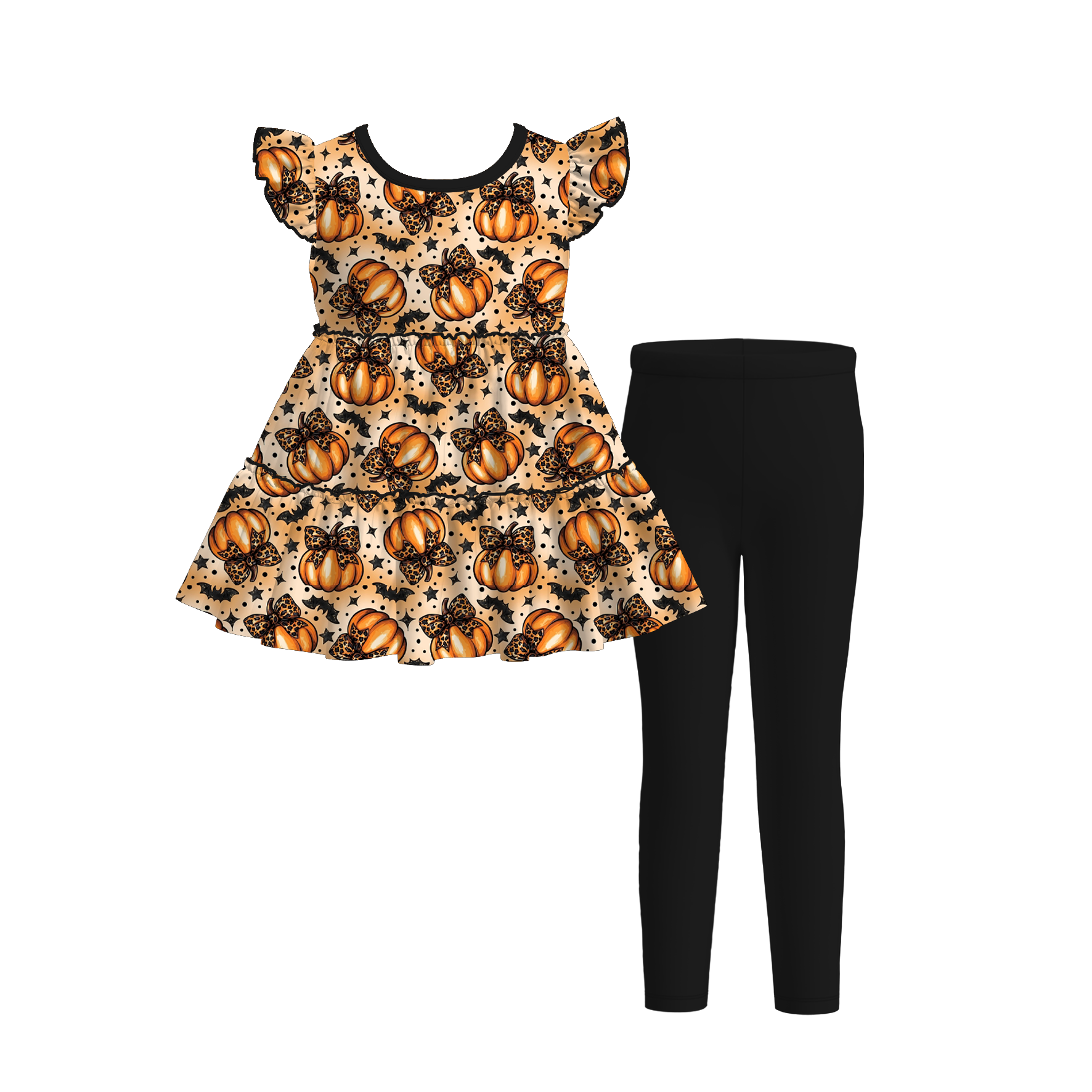 （Weekly Pre-Order）Girls Halloween Print Outfit Set（Ends 8.16）