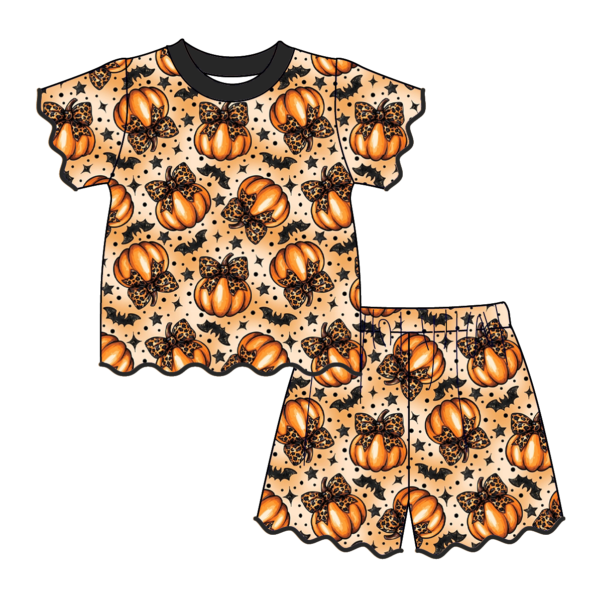 （Weekly Pre-Order）Girls Halloween Embroidery Scallop Set（Ends 8.16）
