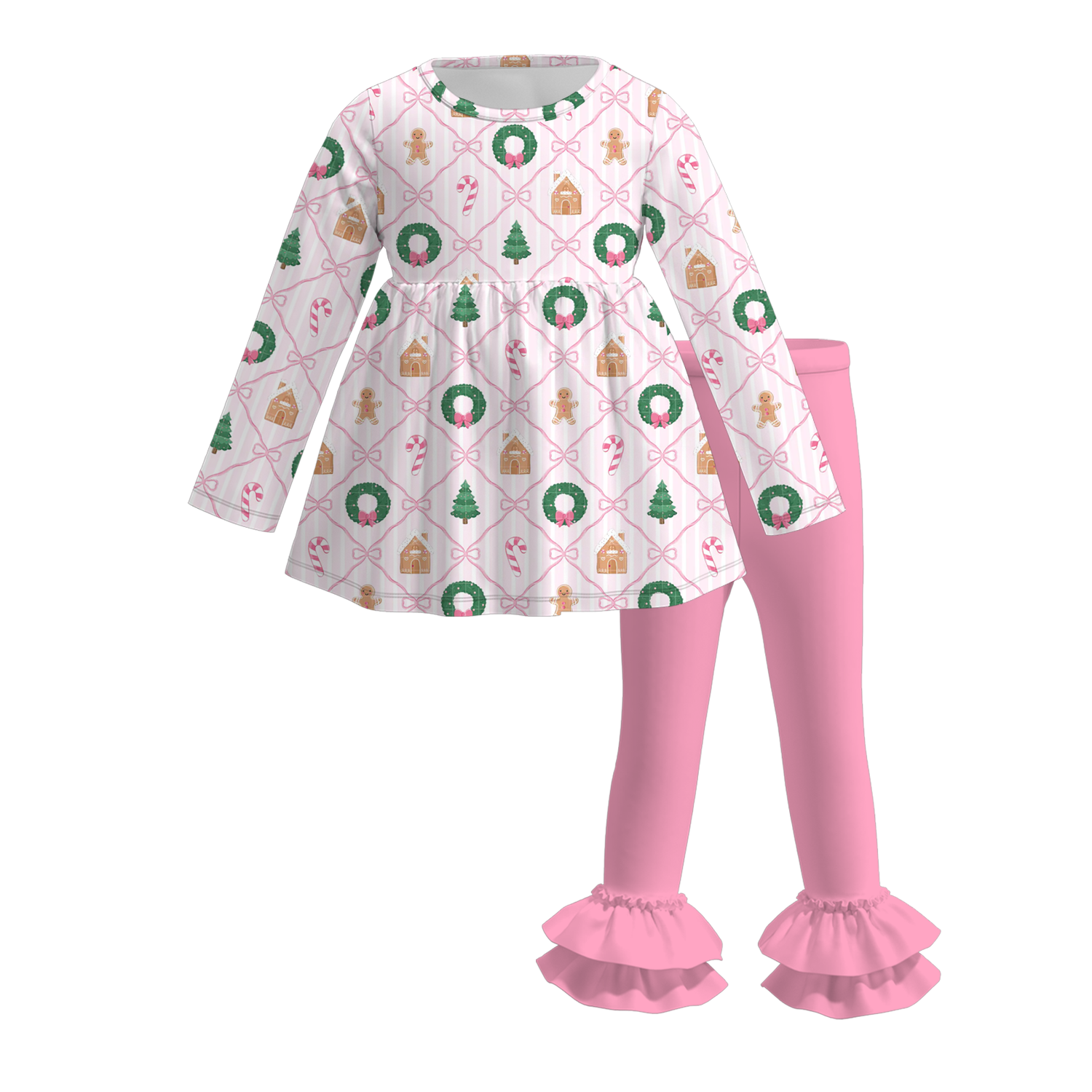 （Pre Order）Sisters Christmas Print Dress,Set&Romper