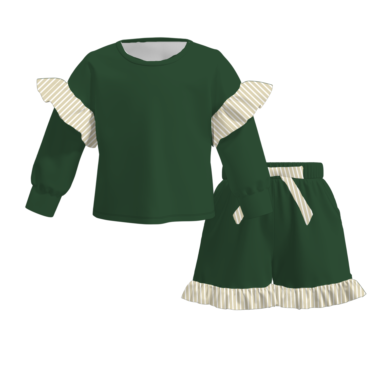 （Weekly Pre-Order）Girls Solid Color Ruffle Shorts Set（Ends 8.23）