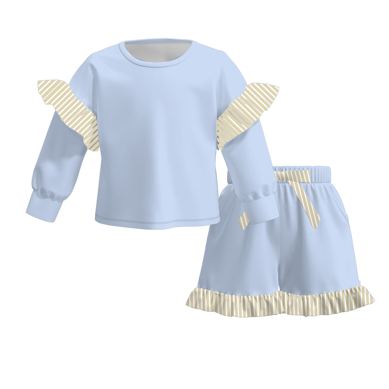 （Weekly Pre-Order）Girls Solid Color Ruffle Shorts Set（Ends 8.23）