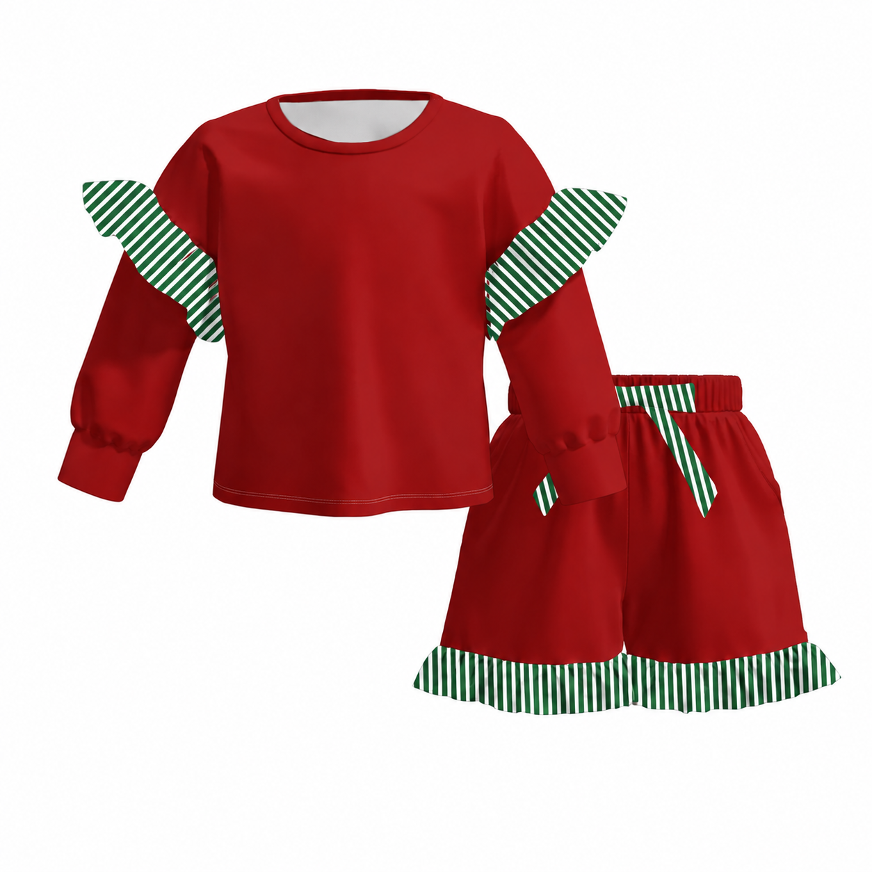 （Weekly Pre-Order）Girls Solid Color Ruffle Shorts Set（Ends 8.23）
