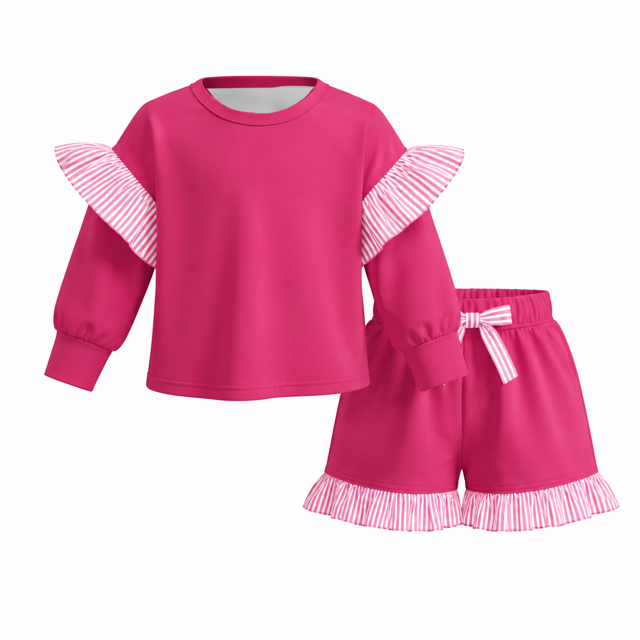 （Weekly Pre-Order）Girls Solid Color Ruffle Shorts Set（Ends 8.23）