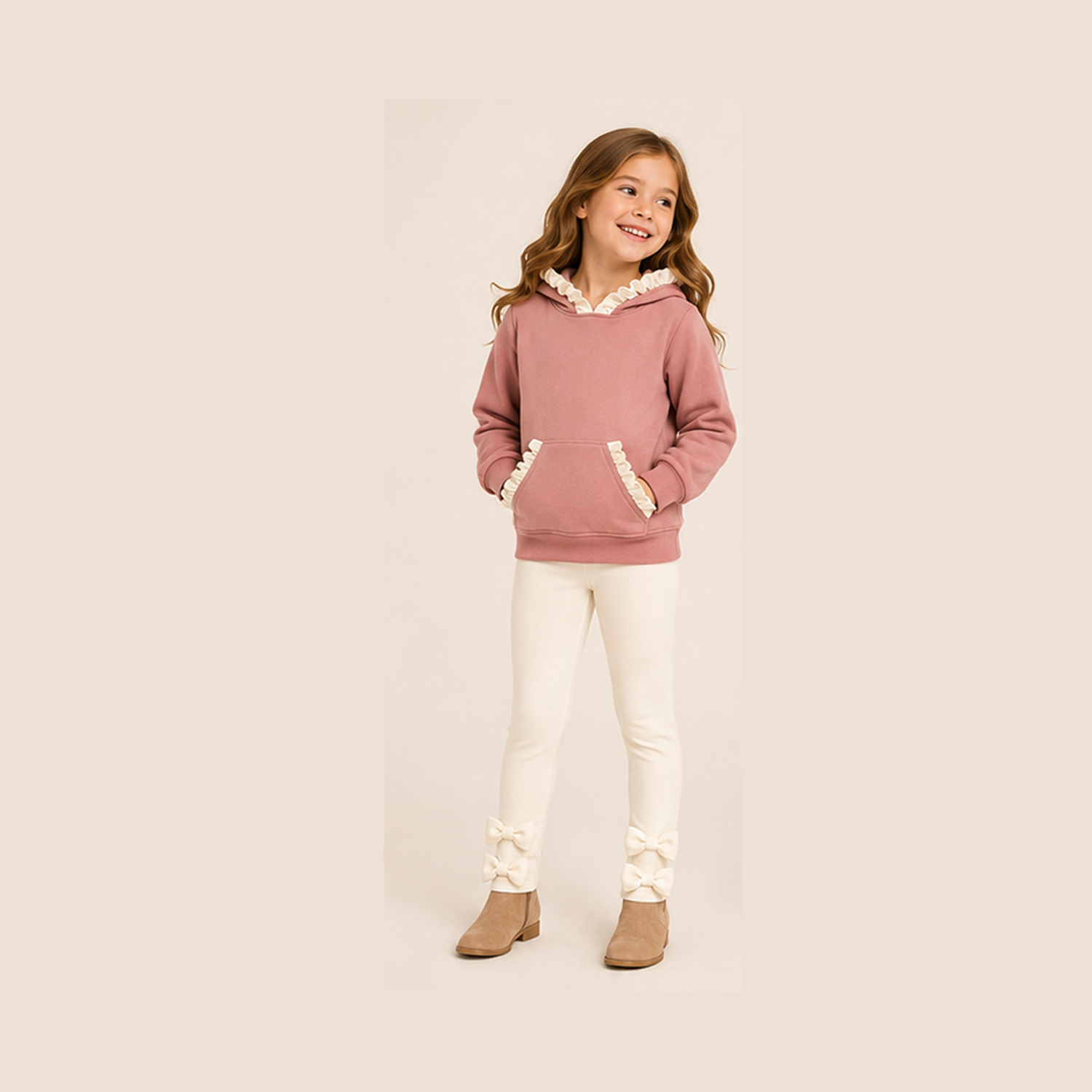 （Weekly Pre-Order）Girls Solid Color Ruffle Hoodie Set（Ends 8.23）