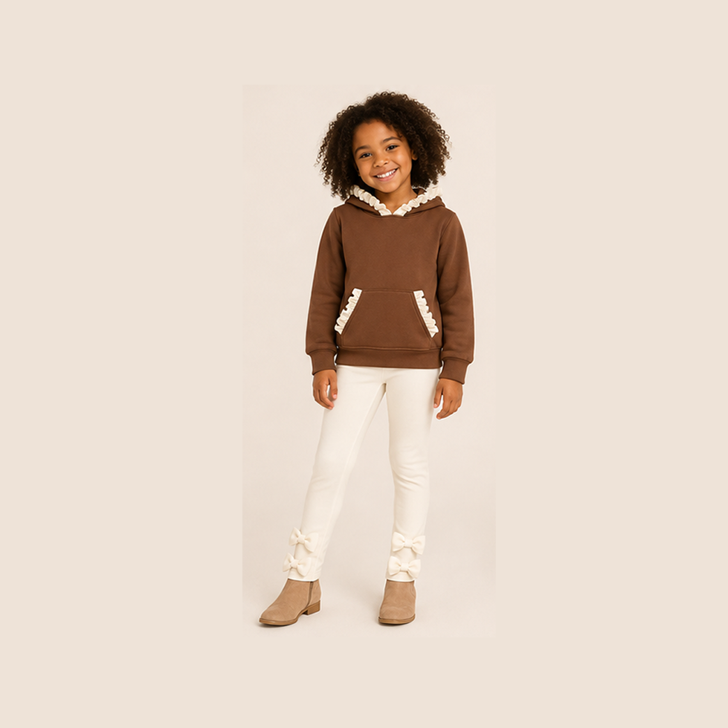 （Weekly Pre-Order）Girls Solid Color Ruffle Hoodie Set（Ends 8.23）