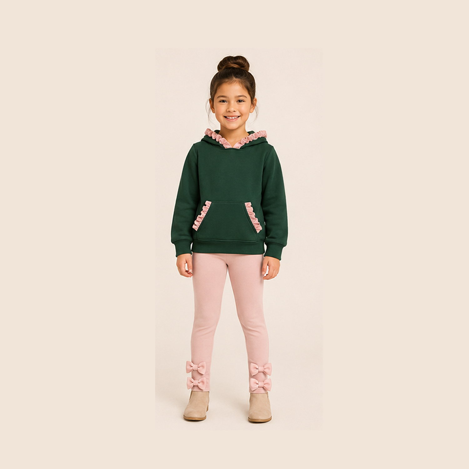 （Weekly Pre-Order）Girls Solid Color Ruffle Hoodie Set（Ends 8.23）