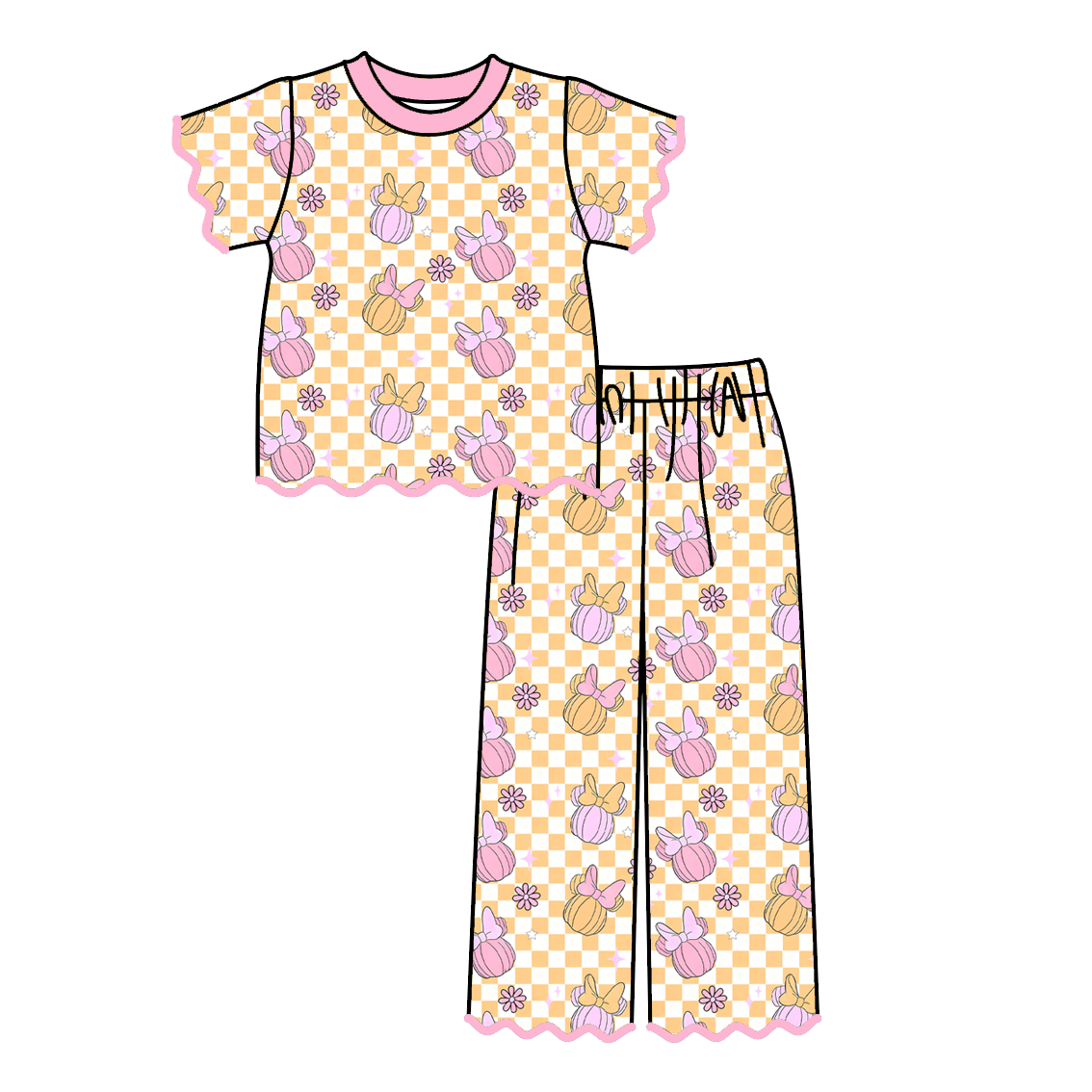 （Weekly Pre-Order）Girls Pumpkin Embroidery Scallop Set（Ends 8.23）