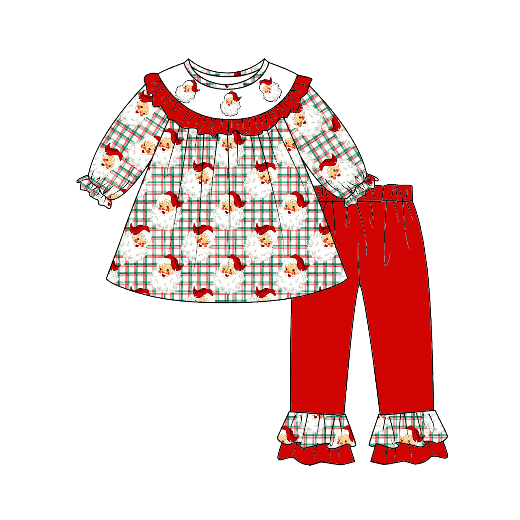 （Pre Order）Siblings Christmas Embroidery Smocked Dress,Set&Romper