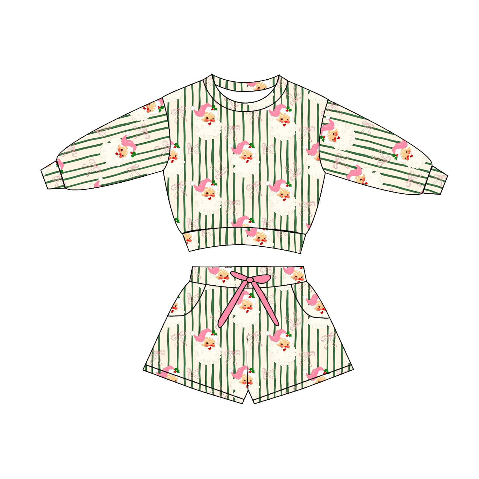 （Pre Order）Sisters Christmas Print Dress&Shorts Set
