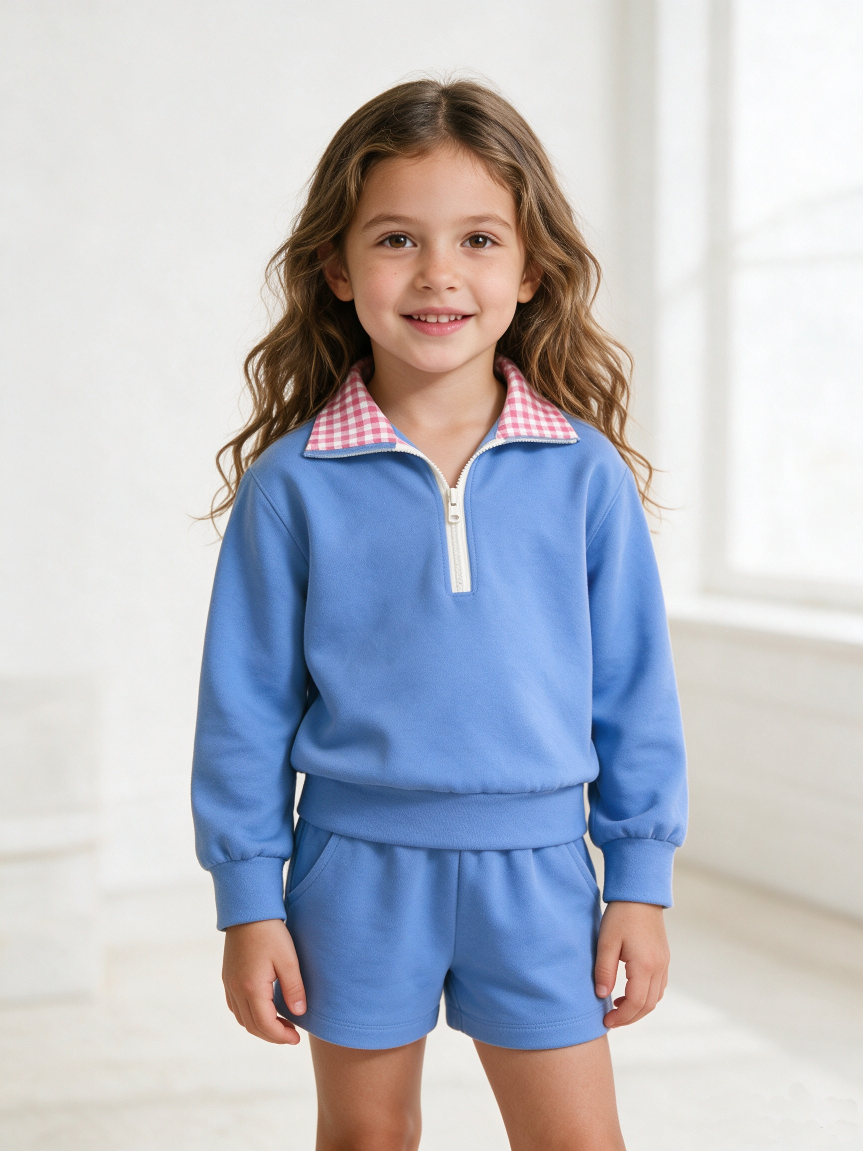 （Weekly Pre-Order）Girls Fall Solid Color Zipper Pullover Set（Ends 8.30）