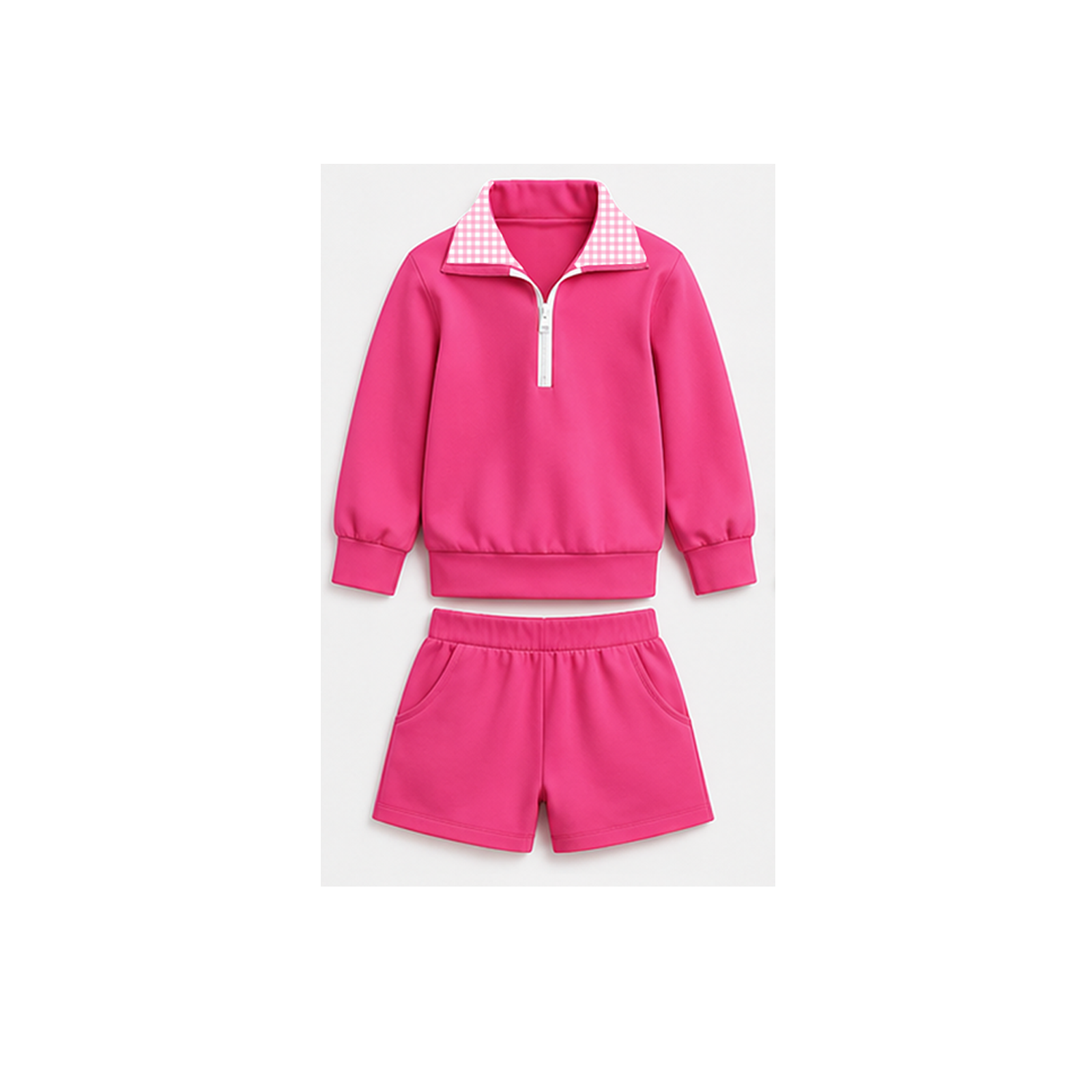 （Weekly Pre-Order）Girls Fall Solid Color Zipper Pullover Set（Ends 8.30）