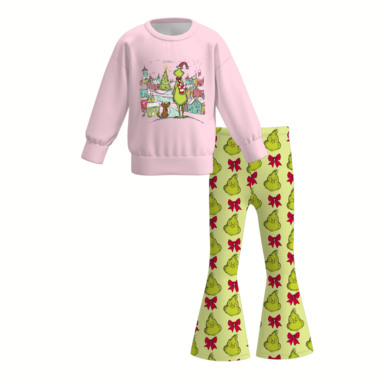 （Weekly Pre-Order）Girls Christmas Print Sweatshirt Suit（Ends 9.6）