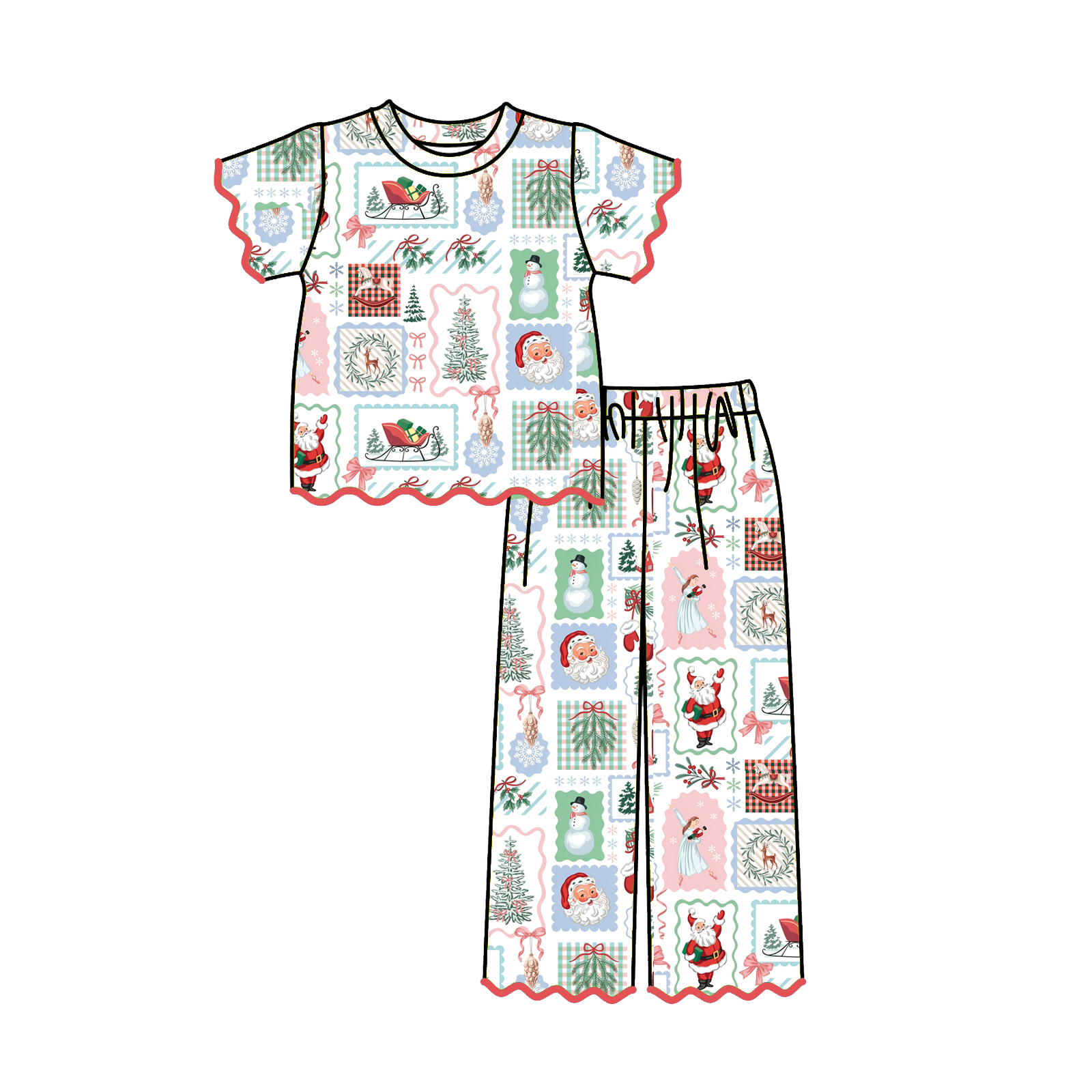 （Weekly Pre-Order）Girls Christmas Embroidery Scallop Set（Ends 8.30）