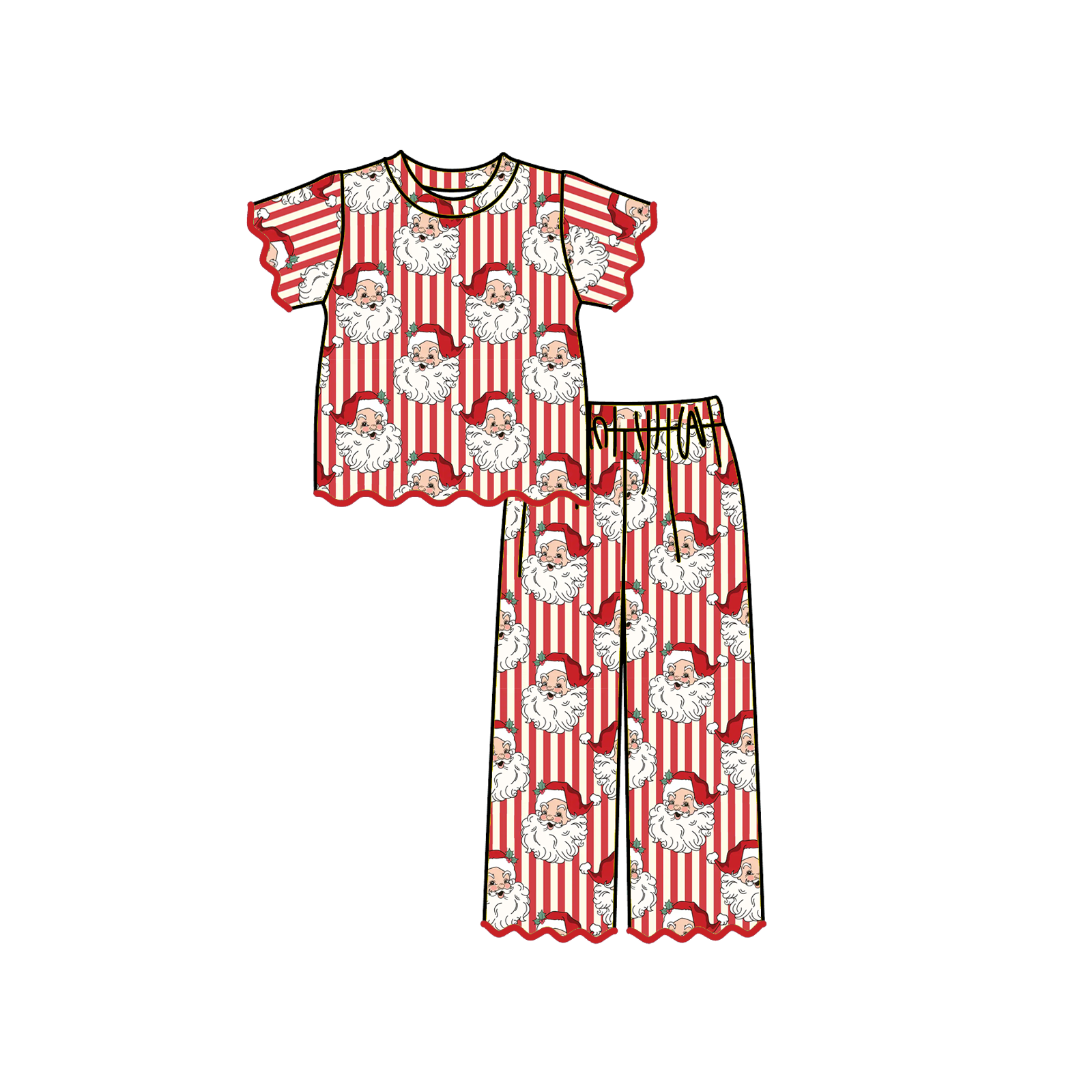 （Weekly Pre-Order）Girls Christmas Embroidery Scallop Set（Ends 8.30）