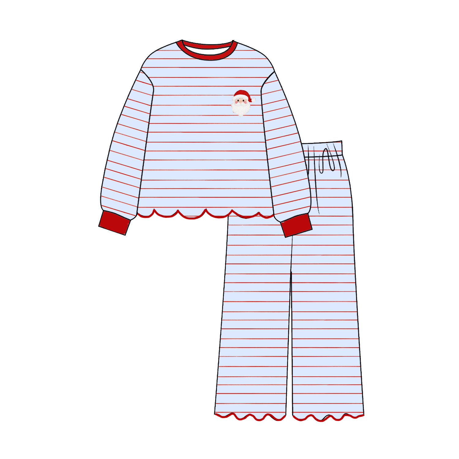 （Weekly Pre-Order）Siblings Christmas Santa Claus Embroidery Dress,Scallop Set&Romper（Ends 9.6）