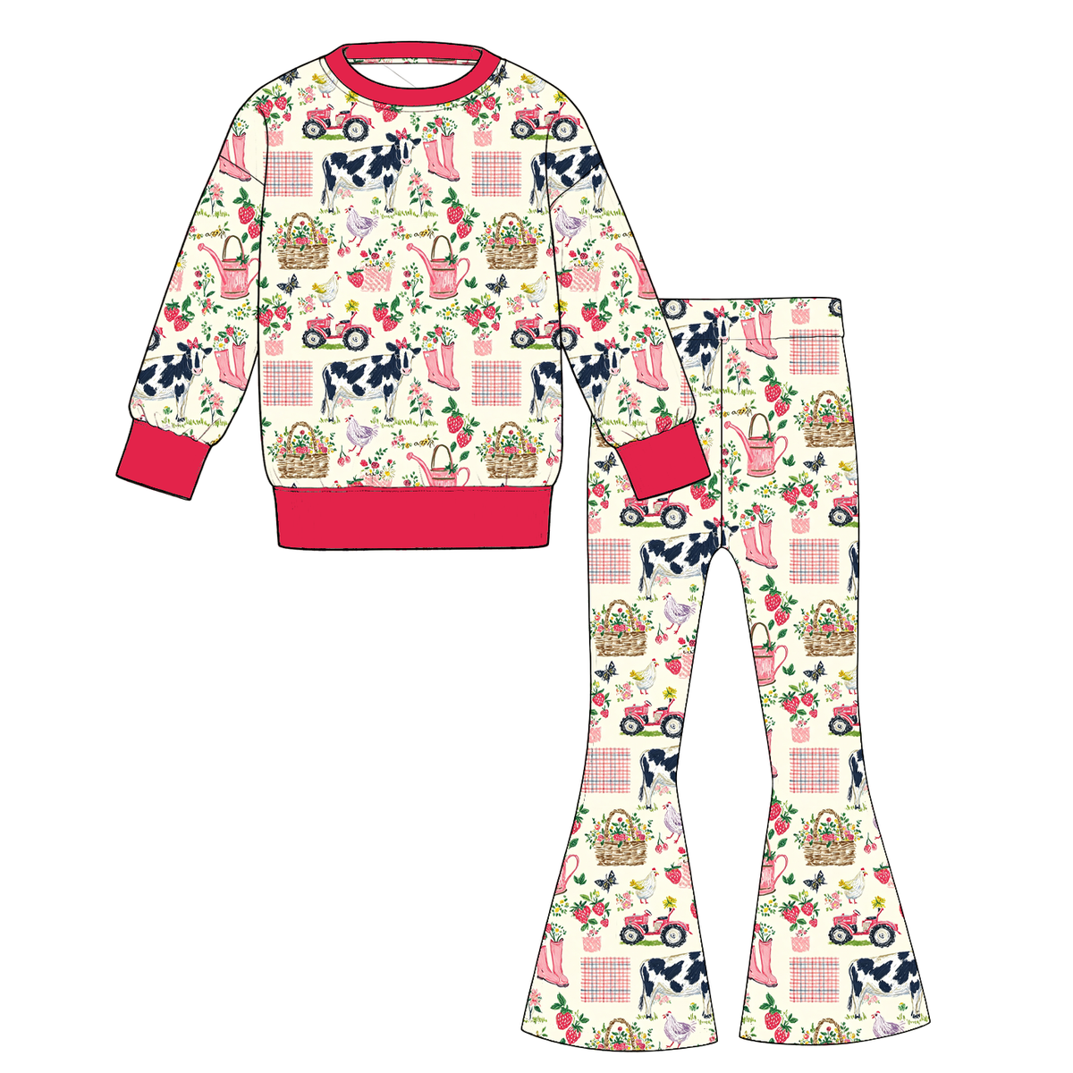 （Pre Order）Sisters Fall Farm Print Outfit Set&Romper