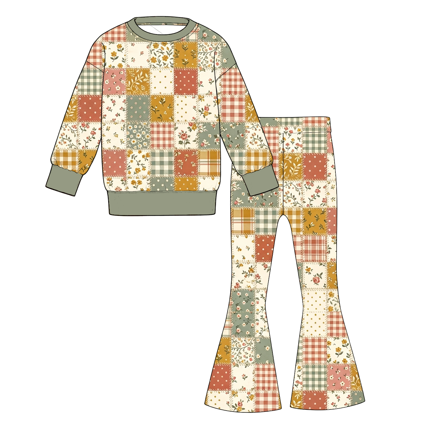 （Pre Order）Family Fall Floral Print Dress,Set&Romper