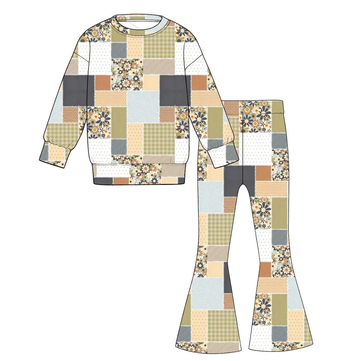 （Pre Order）Girls Fall&Winter Print Twill Sweatshirt Suit