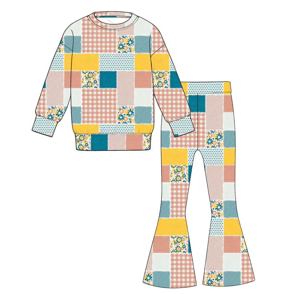 （Pre Order）Girls Fall&Winter Print Twill Sweatshirt Suit