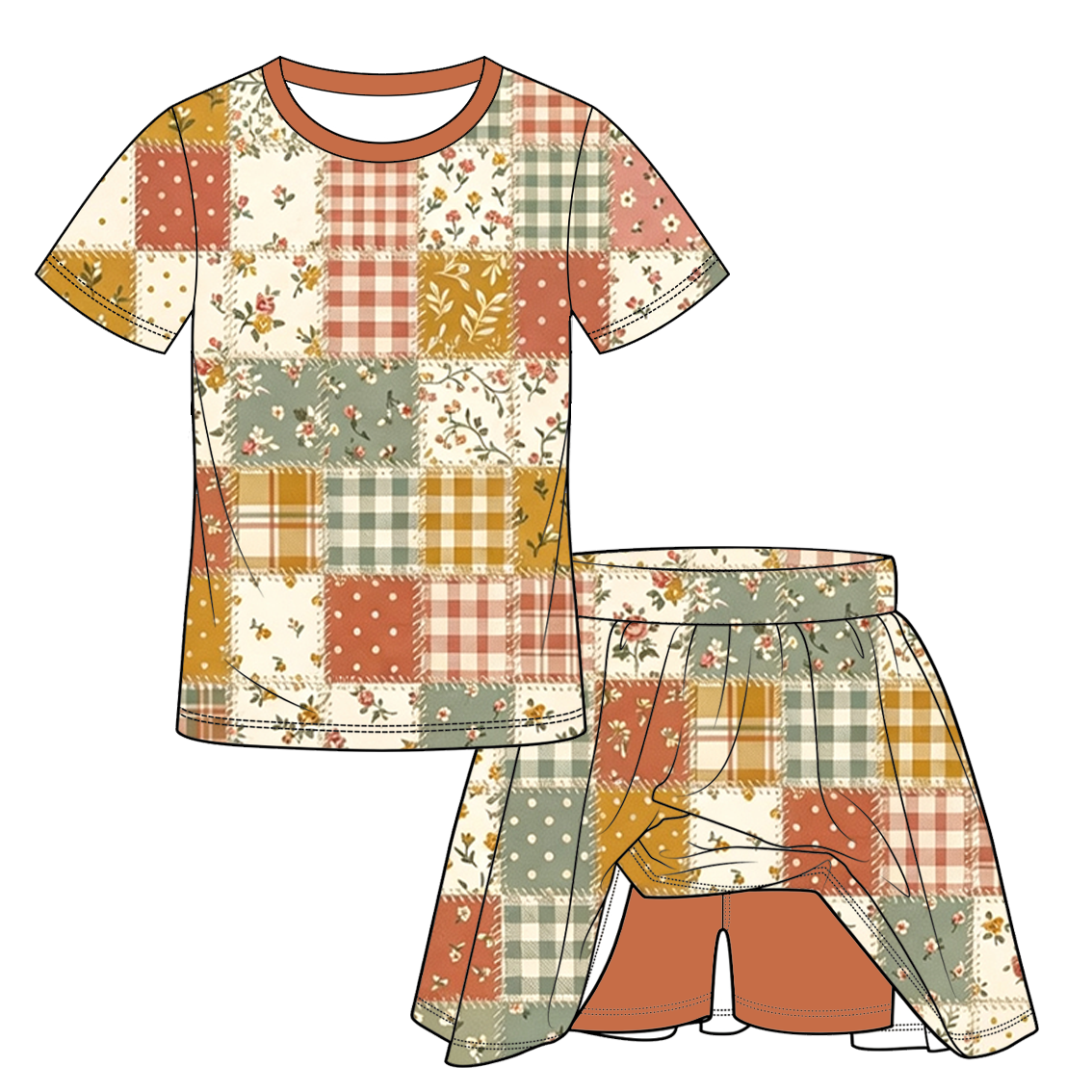 （Pre Order）Family Fall Floral Print Dress,Set&Romper