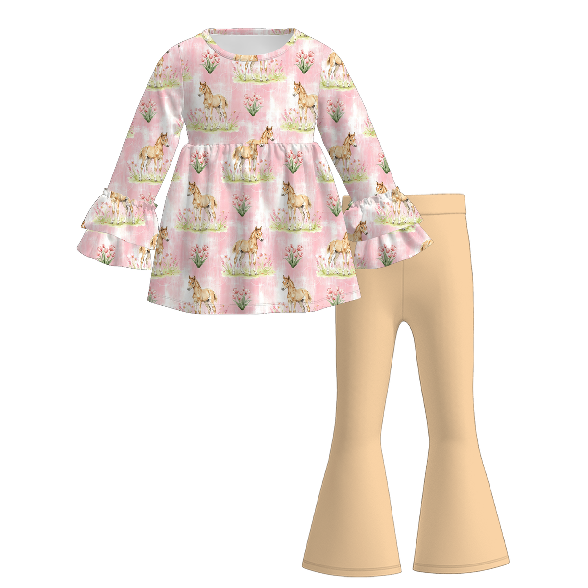 （Pre Order）Girls Fall Floral Print Outfit Set