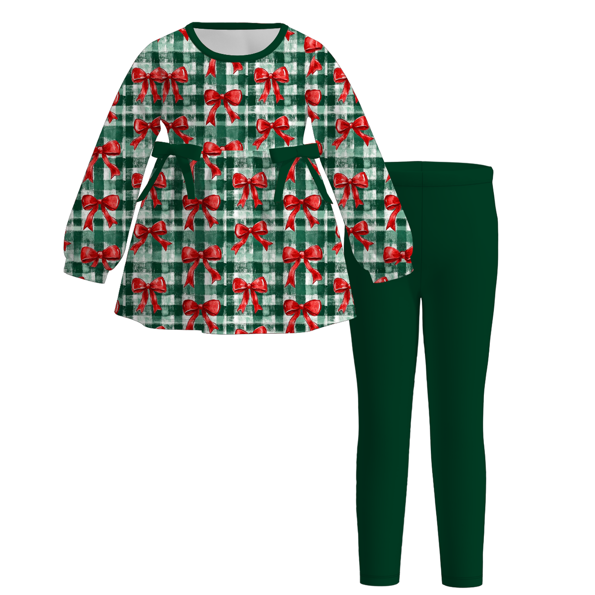 （Pre Order）Girls Christmas Print Outfit Set