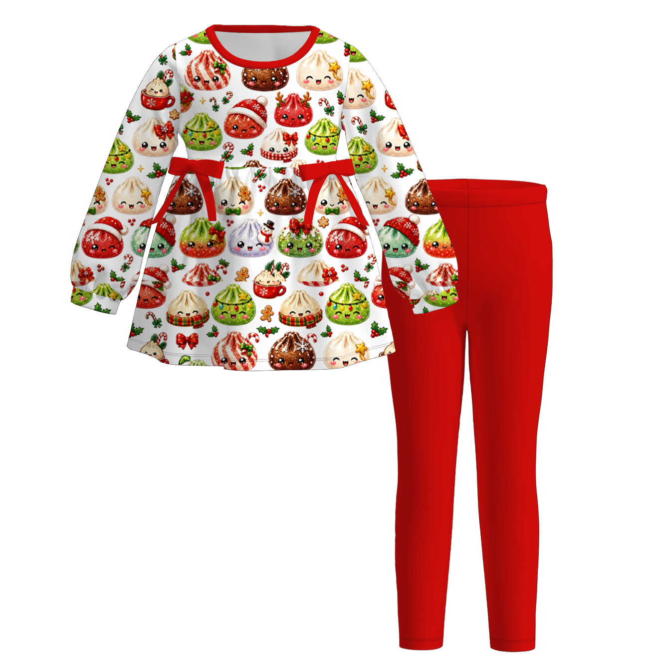 （Pre Order）Girls Christmas Print Outfit Set