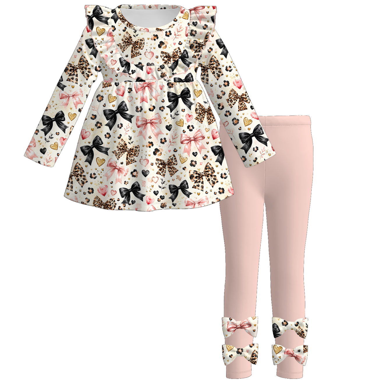 （Pre Order）Girls Christmas Print Outfit Set