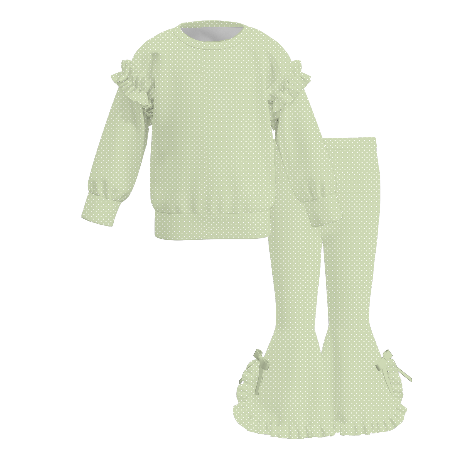 （Weekly Pre-Order）Girls Fall Solid Color Ruffle Sweatshirt Set（Ends 9.13）