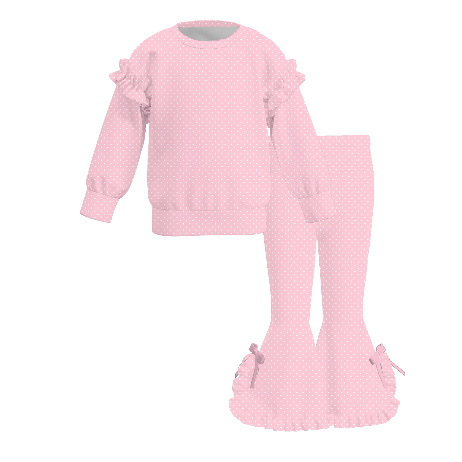 （Weekly Pre-Order）Girls Fall Solid Color Ruffle Sweatshirt Set（Ends 9.13）