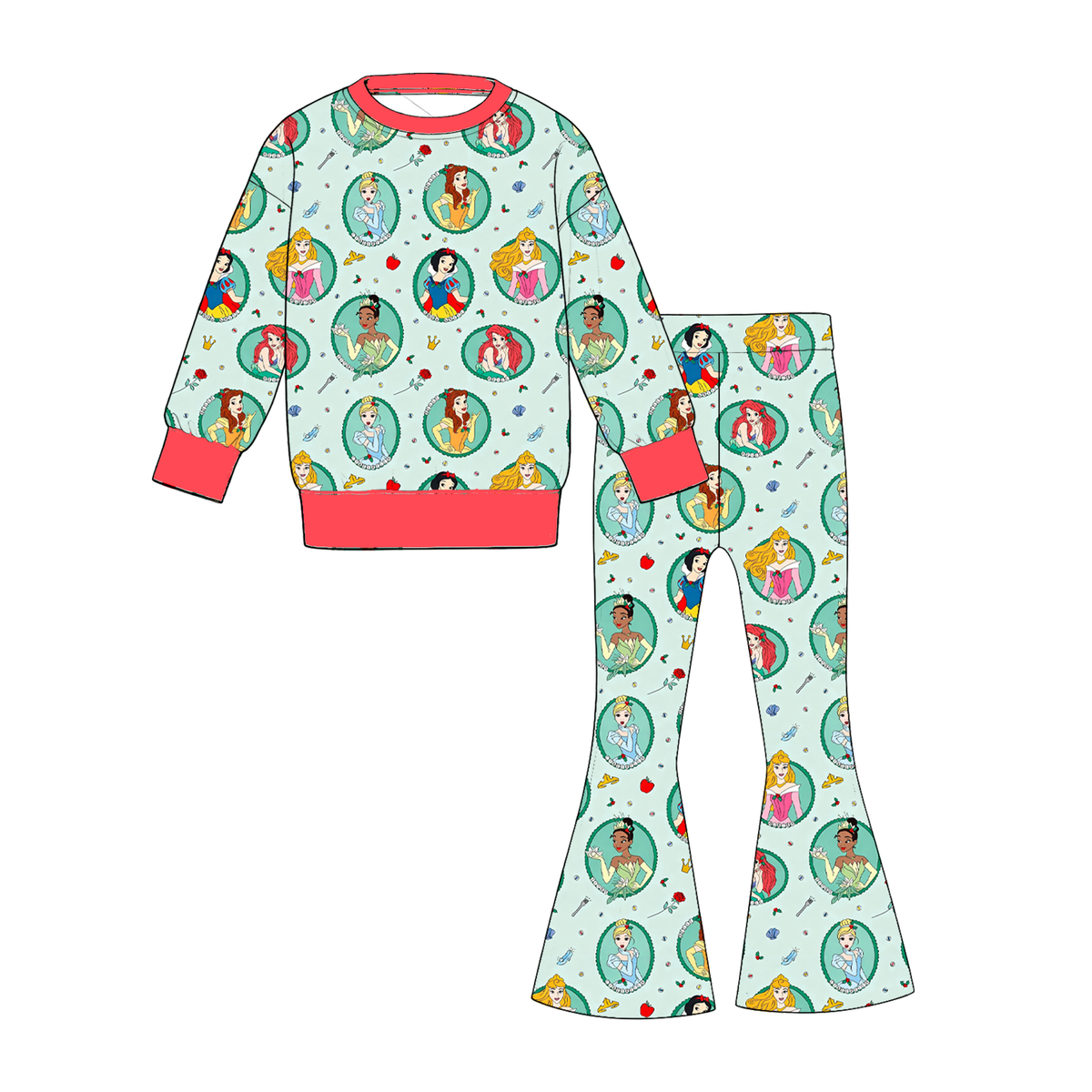（Pre Order）Girls Christmas Print Twill Sweatshirt Suit