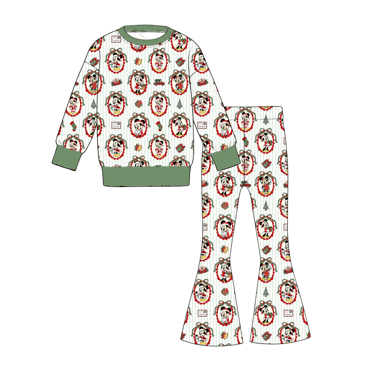 （Pre Order）Girls Christmas Print Twill Sweatshirt Suit