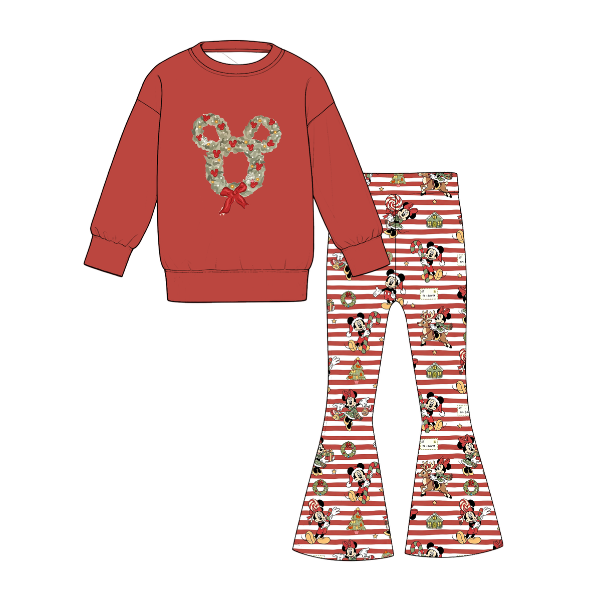 （Weekly Pre-Order）Girls Christmas Print Twill Sweatshirt Suit（Ends 9.27）