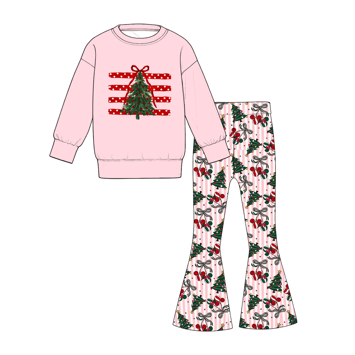 （Weekly Pre-Order）Girls Christmas Print Twill Sweatshirt Suit（Ends 9.27）