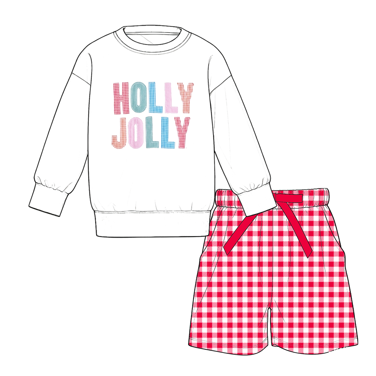 （Weekly Pre-Order）Girls Christmas Print Shorts Set（Ends 9.27）