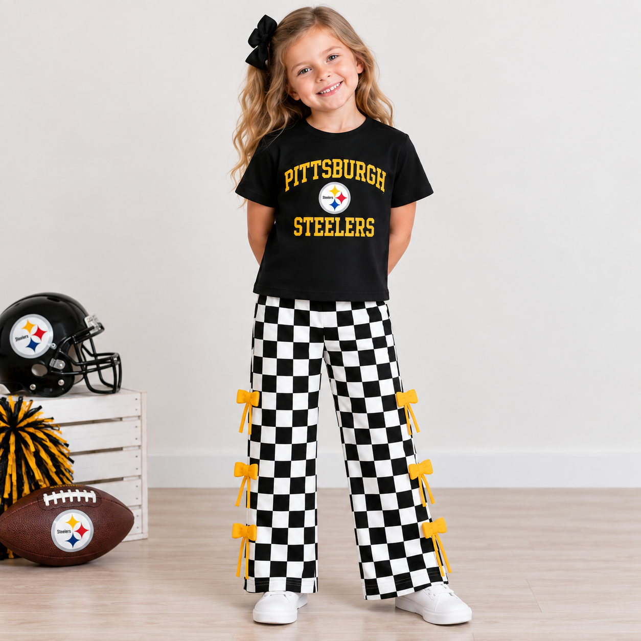 （Weekly Pre-Order）Girls Football Print Bow Outfit Set（Ends 9.20）