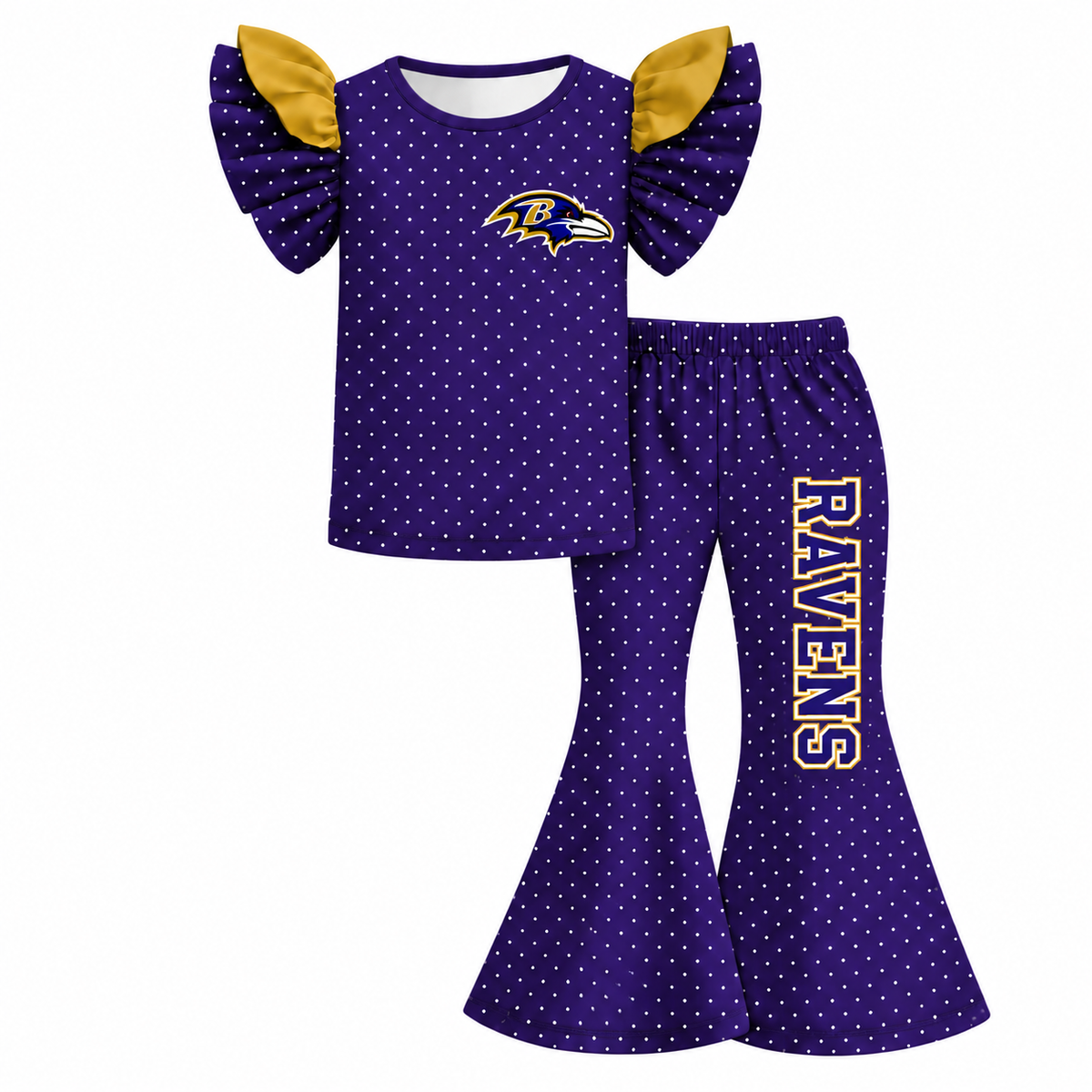 （Weekly Pre-Order）Girls Football Print Ruffle Outfit Set（Ends 9.20）