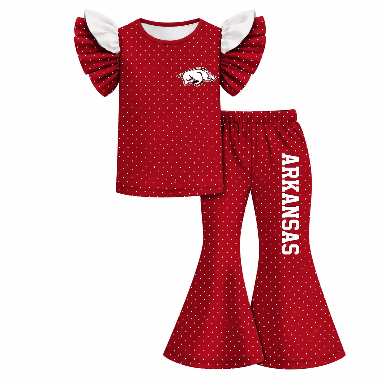 （Weekly Pre-Order）Girls Football Print Ruffle Outfit Set（Ends 9.20）