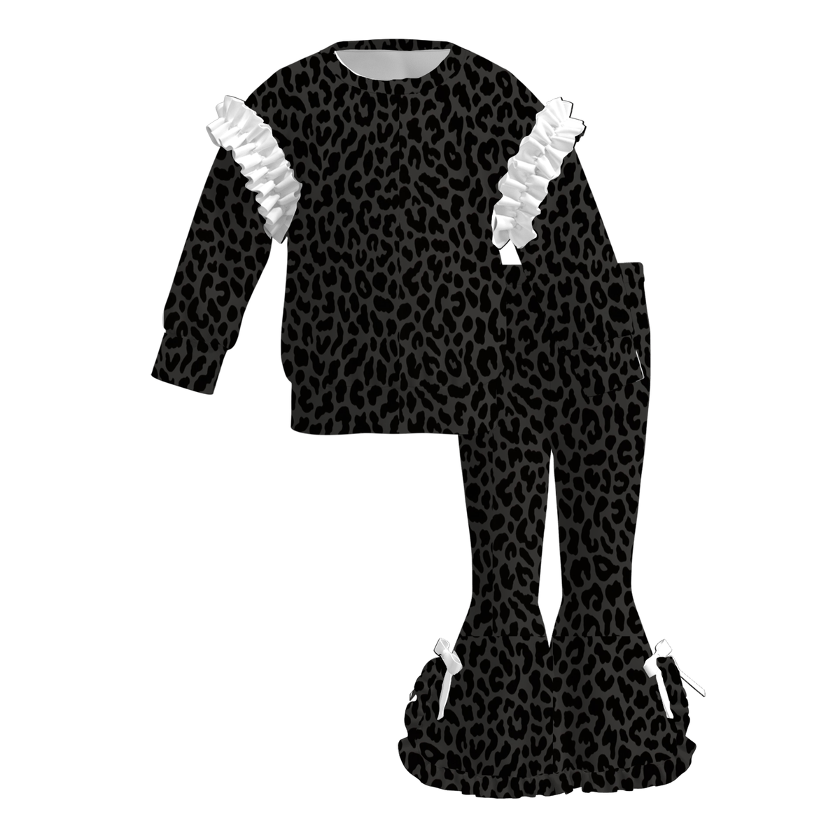 （Weekly Pre-Order）Girls Leopard,Dot&Stripe Print Ruffle Outfit Set（Ends 9.27）