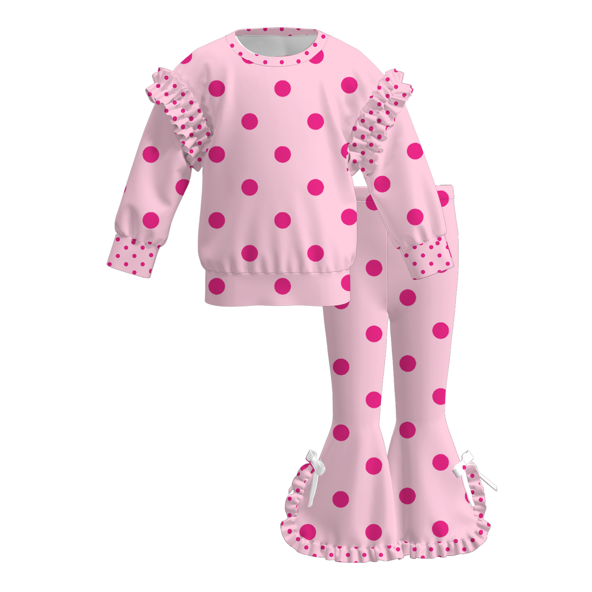（Weekly Pre-Order）Girls Leopard,Dot&Stripe Print Ruffle Outfit Set（Ends 9.27）