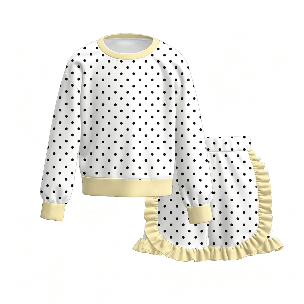 （Weekly Pre-Order）Girls Dot Print Ruffle Shorts Set（Ends 9.27）