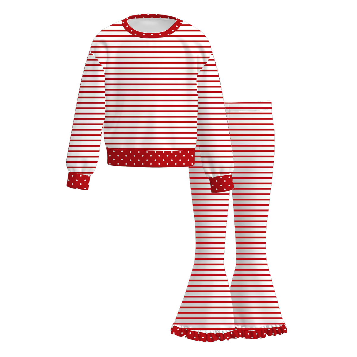 （Weekly Pre-Order）Girls Stripe Print Ruffle Outfit Set（Ends 9.27）