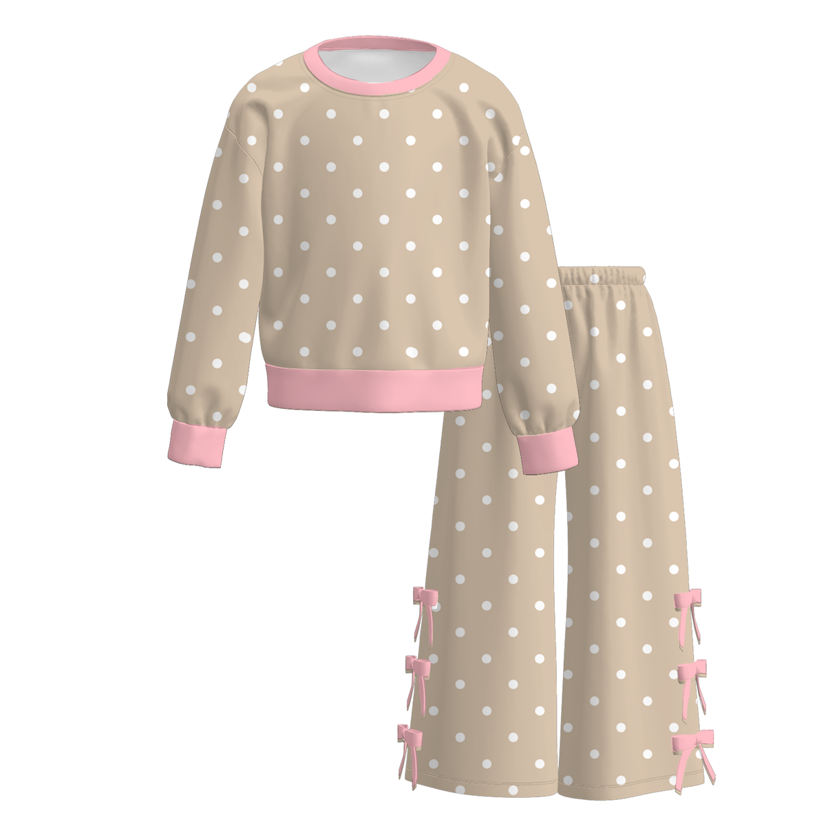（Weekly Pre-Order）Girls Dot Print Bow Outfit Set（Ends 9.27）