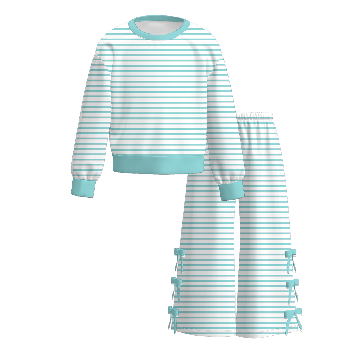 （Weekly Pre-Order）Girls Stripe Print Bow Outfit Set（Ends 9.27）