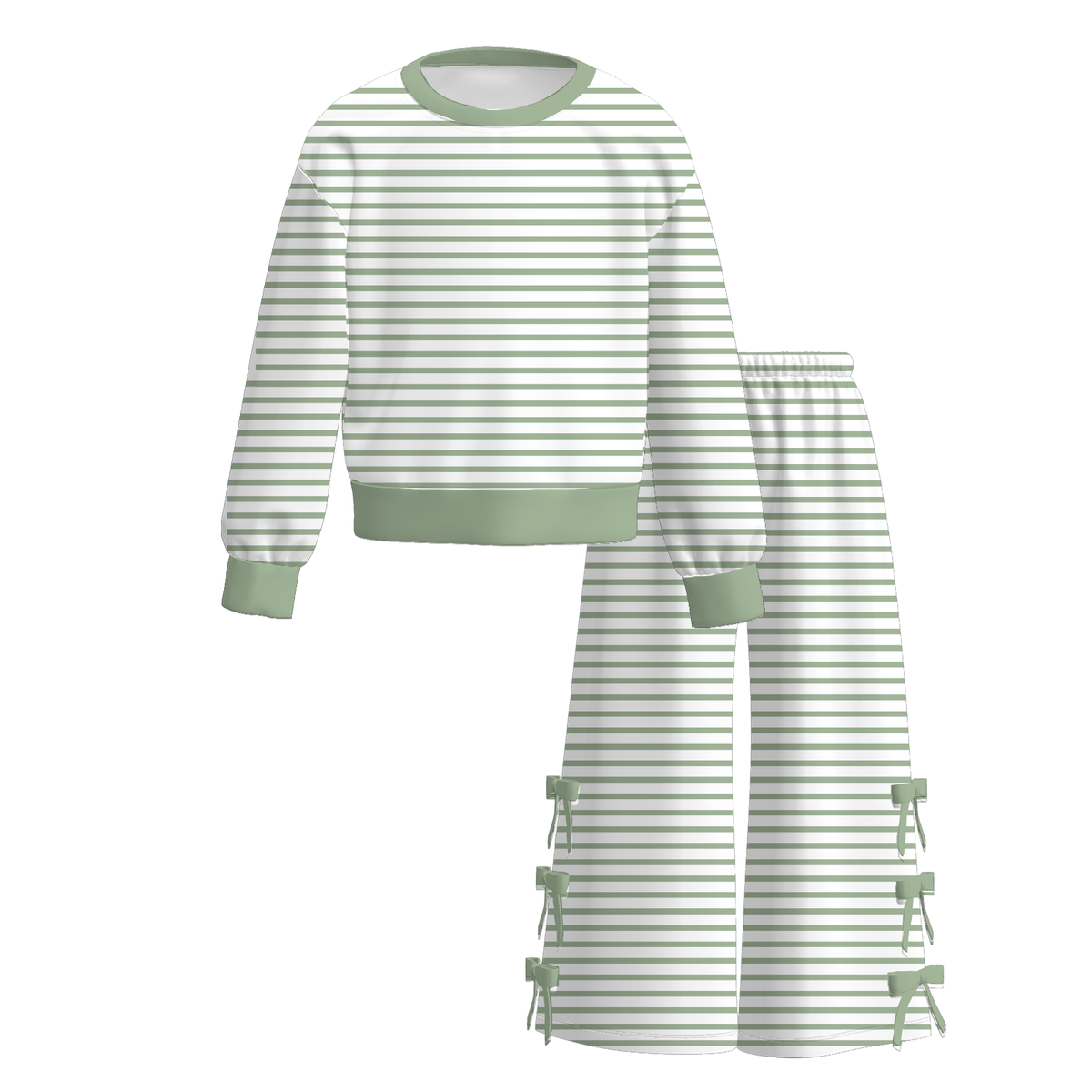 （Weekly Pre-Order）Girls Stripe Print Bow Outfit Set（Ends 9.27）